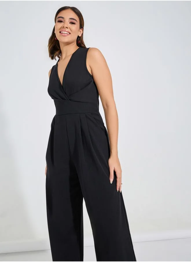 Take Two Sleeveless Straight Leg Jumpsuit by Styli