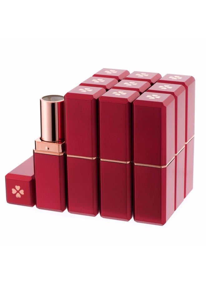 Allwon 10Pcs Red Empty Lipstick Tubes DIY Lip Balm Container (Square Tube) - Image 1