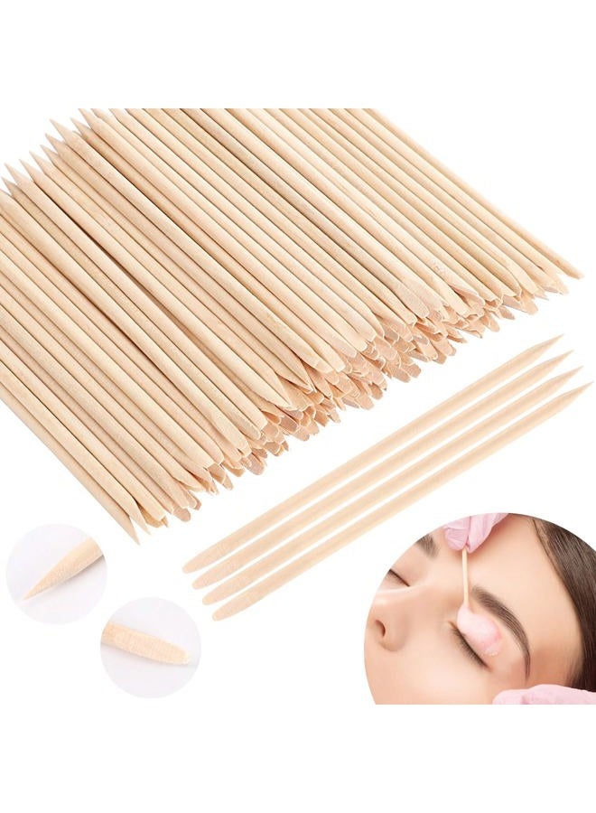 JANYUN Hair Removal 200 Pcs Eyebrow Wax Sticks, Wooden Waxing Spatulas for Small Detailed Areas, Orange Wood Nail Sticks - Image 1