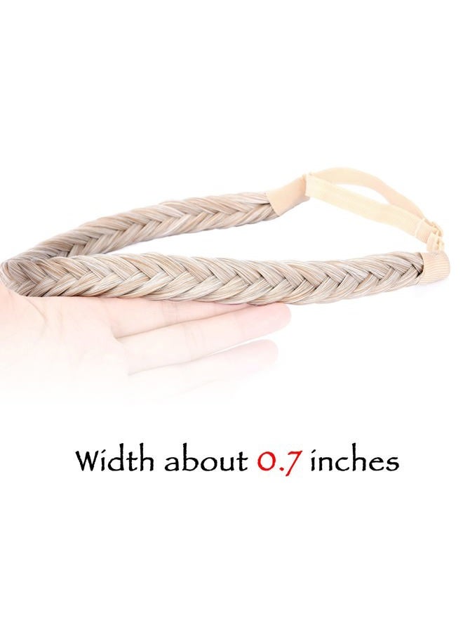 DIGUAN Width 0.7 inch Thin 2 Strands Fishtail Plaited Braids Headband Braided Synthetic Hair Elastic Stretch, Hair Accessory for Women, Girls (F-White Blonde) - Image 3