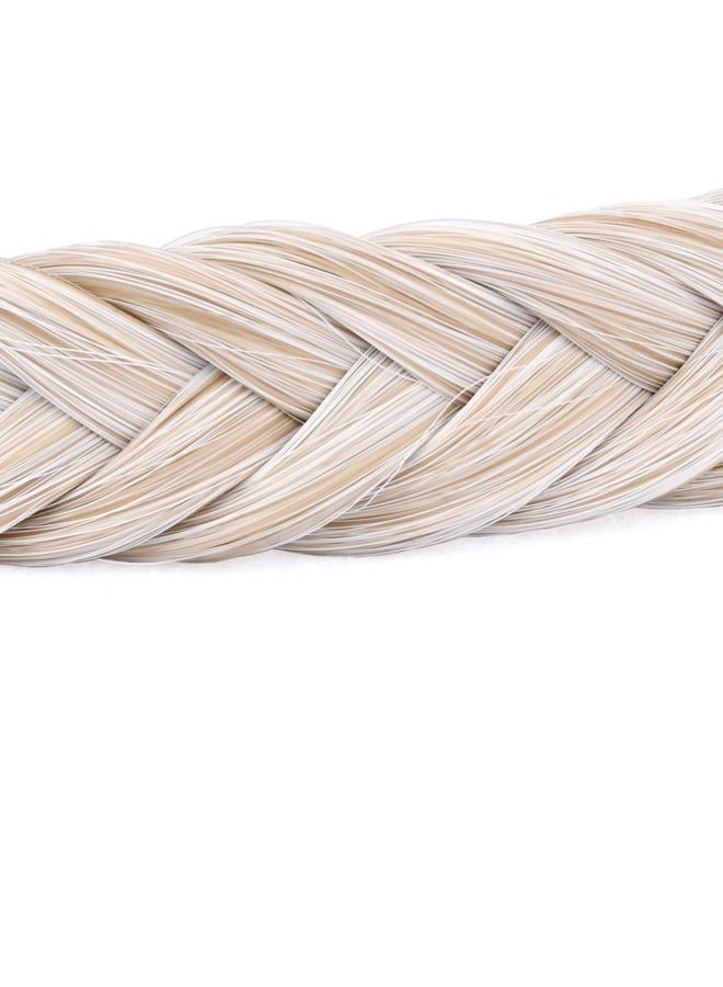 DIGUAN Width 0.7 inch Thin 2 Strands Fishtail Plaited Braids Headband Braided Synthetic Hair Elastic Stretch, Hair Accessory for Women, Girls (F-White Blonde) - Image 2