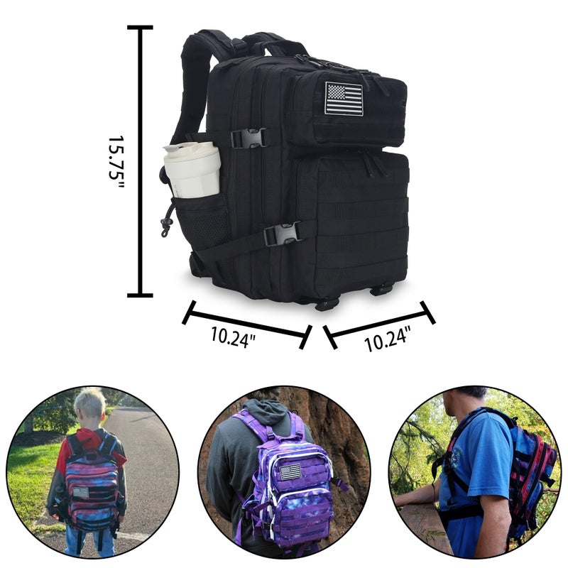 Lovelinks21 25L Tactical Backpack for Men and Women Military Backpack Small Assault Pack Molle Backpack Bug Out Bag Travel Rucksack Daypack (Black) - Image 2