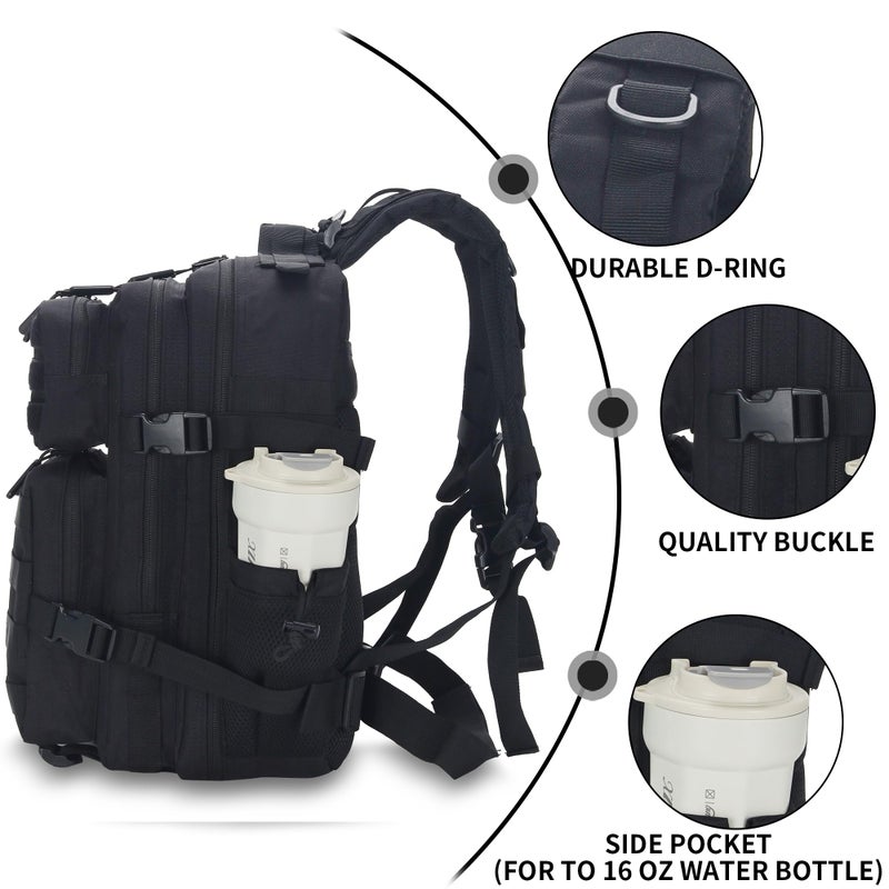 Lovelinks21 25L Tactical Backpack for Men and Women Military Backpack Small Assault Pack Molle Backpack Bug Out Bag Travel Rucksack Daypack (Black) - Image 5