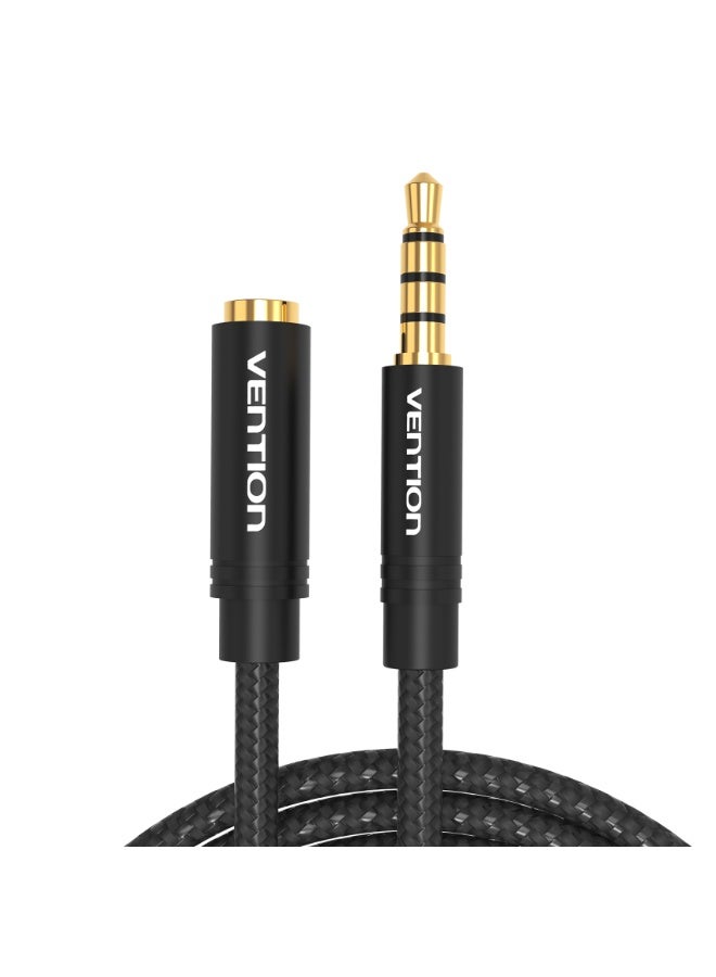 VENTION Cotton Braided 3.5mm Audio Extension Cable Black Metal Type Model - Image 2