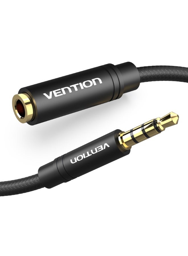 VENTION Cotton Braided 3.5mm Audio Extension Cable Black Metal Type Model - Image 1