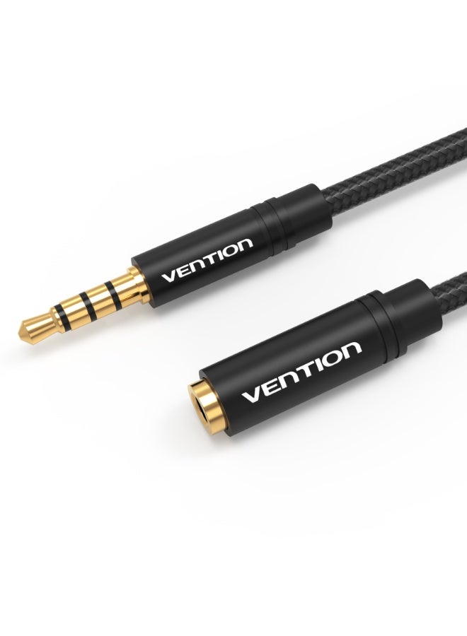 VENTION Cotton Braided 3.5mm Audio Extension Cable Black Metal Type Model - Image 4