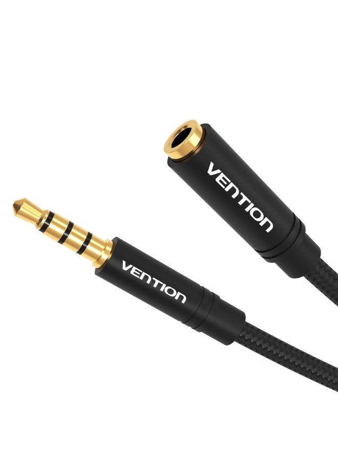 VENTION Cotton Braided 3.5mm Audio Extension Cable Black Metal Type Model - Image 5