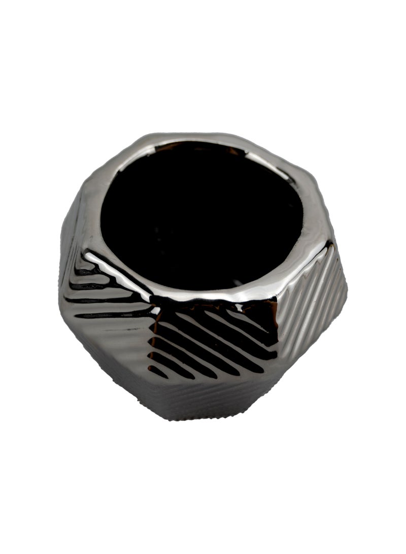 مزهرية فضية ،  هندسية حديثة للزهور الصناعية ، العصارة ، إلخ للديكور المنزلي - Image 2