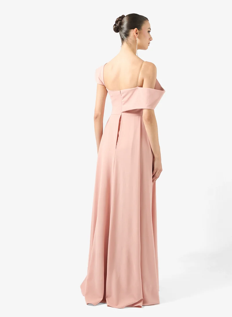 Namshi x Off Shoulder Ruched Dress Wtith Back Trail