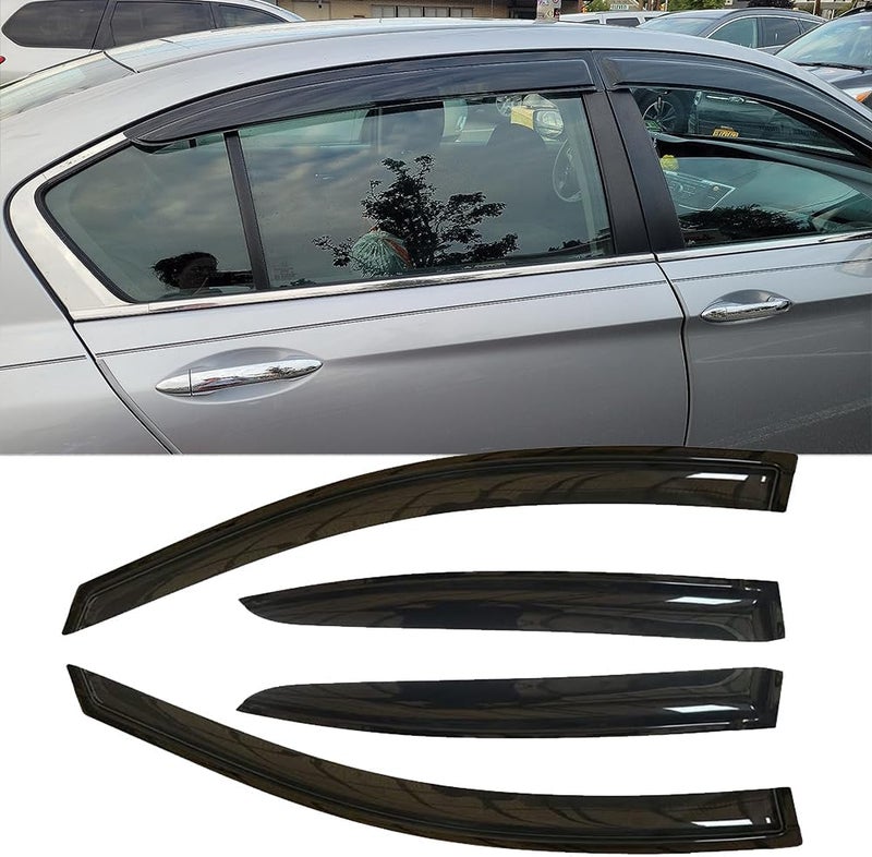 Kucaruce 94535 Side Window Visor Deflector Rain Guard for 2013-2017 Honda Accord Sedan - Dark Smoke, 4pc - Image 3