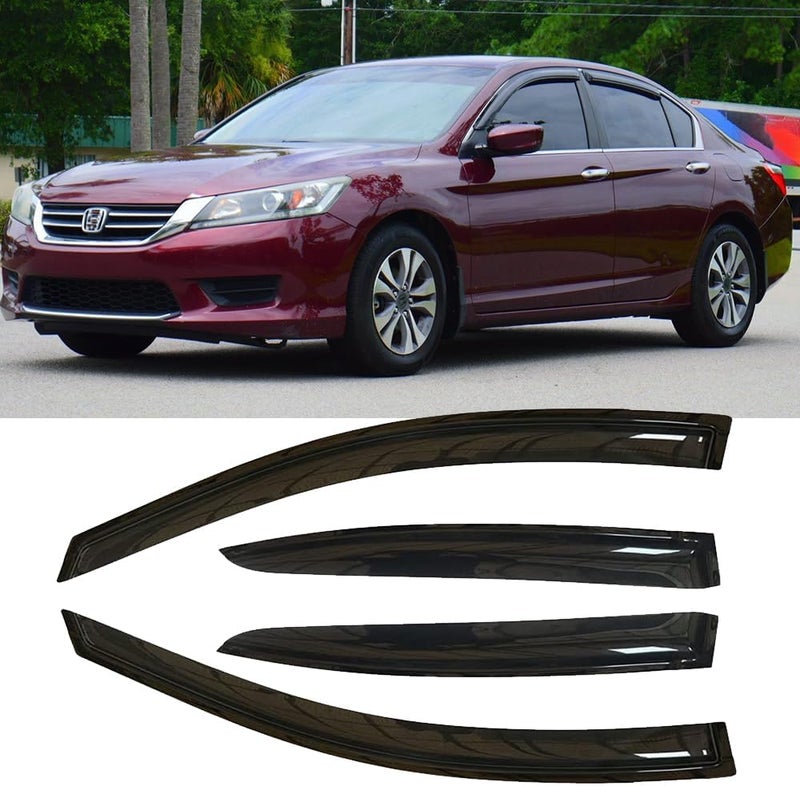 Kucaruce 94535 Side Window Visor Deflector Rain Guard for 2013-2017 Honda Accord Sedan - Dark Smoke, 4pc - Image 1