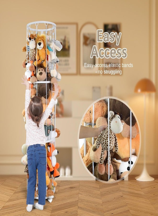 BENCHRY Stuffed Animal Storage Zoo Plushies Toy Storage Organizer, Metal Tube Stuffed Animal Holder with Brake Wheels, Space Saving Plush Toy Holder for Playroom Bedroom Nursery (White) - Image 5