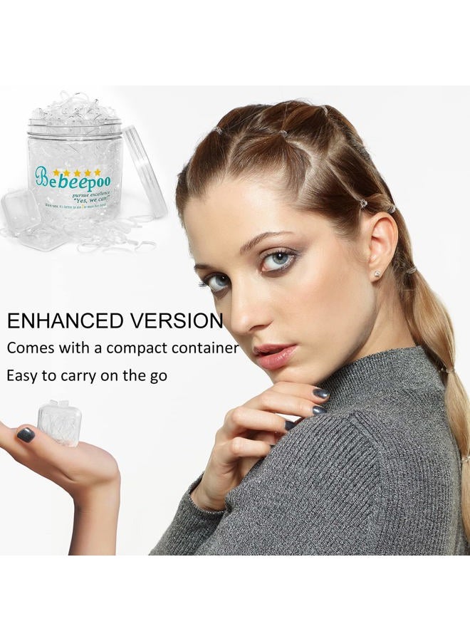 BEBEEPOO Clear Hair Elastics, BEBEEPOO 2000pcs Mini Rubber Bands for Hair, Clear Mini Elastic Hair Ties with Small Box, Soft Small Hair Tties for Girls Kids Women - Image 2