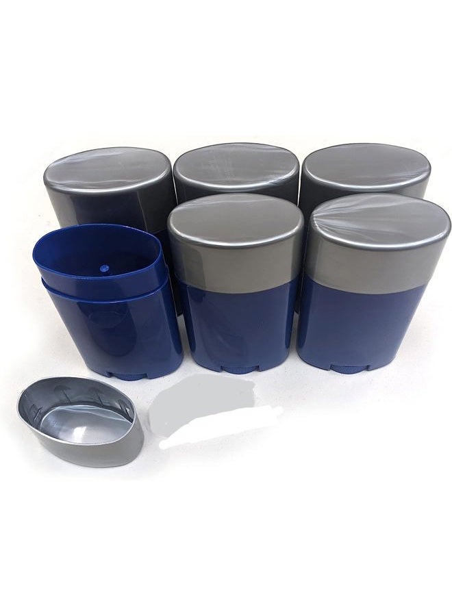Empty Plastic Deodorant Containers - Classic Style, Top-Fill, Twist Up, DIY Deodorant (6-Pack), Blue with Grey Lid - Image 2