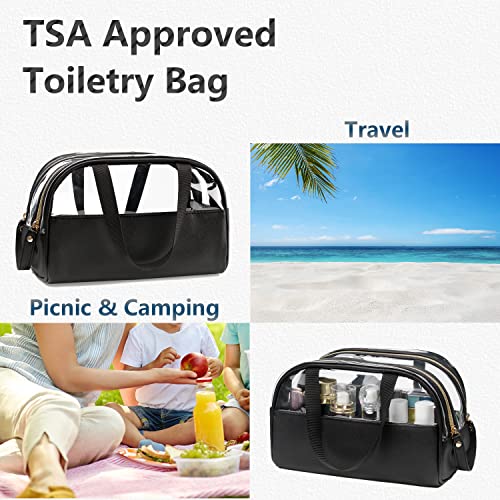 Ethereal Clear Makeup Bag Large Opening TSA Approved Toiletry Bag Portable Cosmetic Bag for Women Tote Bag Waterproof Travel Makeup Bag Organizer - Image 3