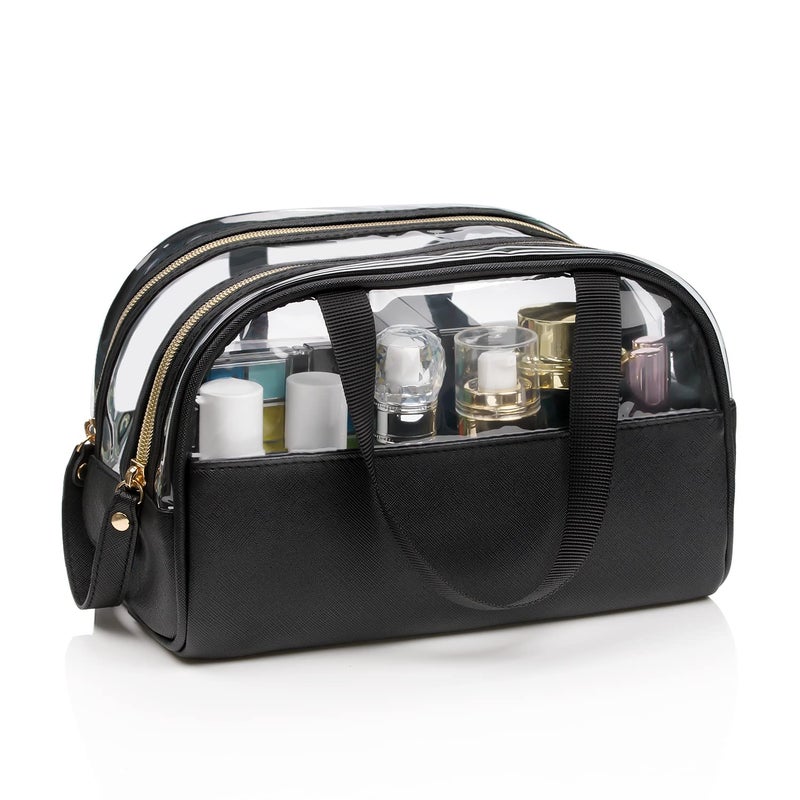 Ethereal Clear Makeup Bag Large Opening TSA Approved Toiletry Bag Portable Cosmetic Bag for Women Tote Bag Waterproof Travel Makeup Bag Organizer - Image 2