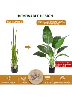 Rock Pow Artificial Tree, Faux Tropical Banana Tree, Handcrafted Artificial Areca Palm Tree With Lifelike Leaf, Realistic Durable Decorative Artificial Trees For Home And Office Decoration.  - Image 5