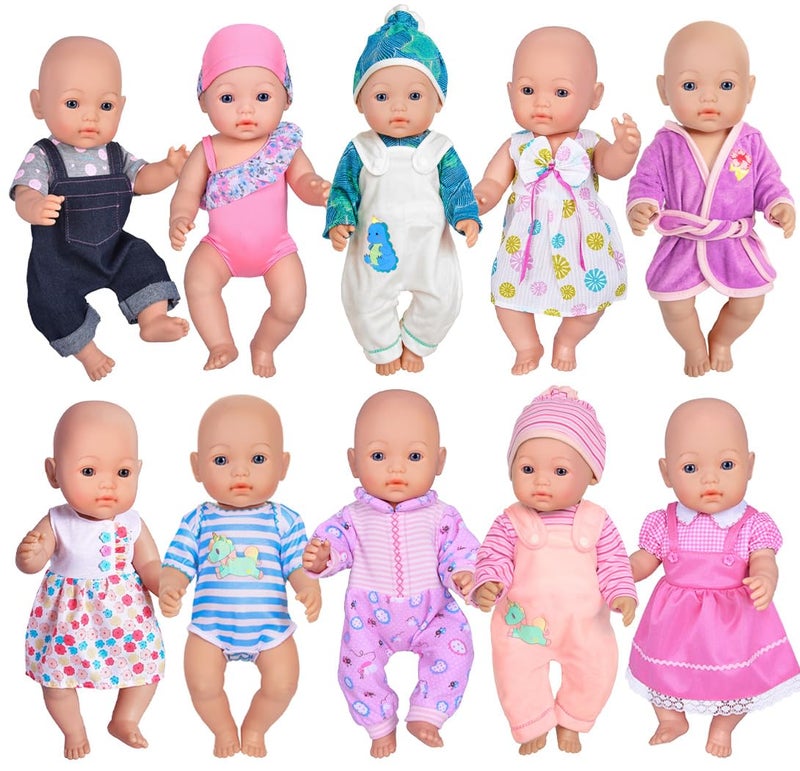 Ebuddy Doll Clothes 10 Sets Baby Doll Clothes Fit for 14-16 inch Baby Dollsï¼Œ43 cm New Born Baby Dolls, 15 inch Dolls, 18 inch Dolls (Doll is not Included) - Image 1