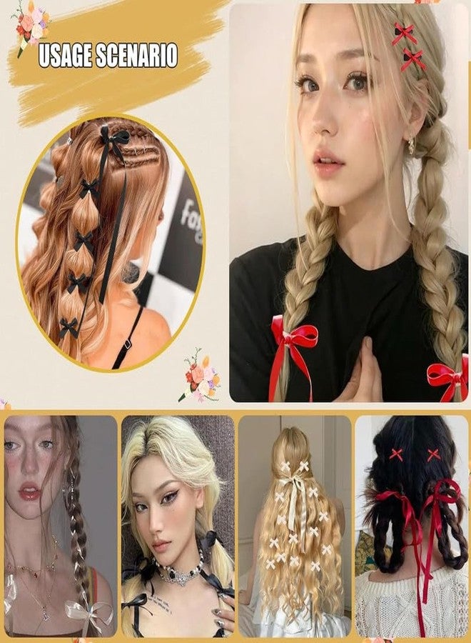 Cerun 18 Pcs Premium Mini Hair Bows for Women Girls Cute Hair Clips Small Alligator Long Tail Hair Ribbon Accessories -3 Styles -18P - Black White Red - Image 3