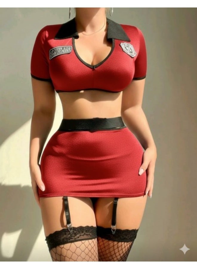 Sexy policewoman babydoll lingerie that hugs your body, short playsuit. Add a touch of glamour and elegance to your look. Code 797 - Image 1