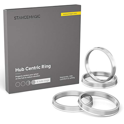 STANCEMAGIC Hubcentric Rings (Pack of 4) - 54.1mm ID to 72.6mm OD - Silver Aluminum Hubrings - Only Fits 54.1mm Vehicle Hubs and 72.6mm Wheel Centerbore - Compatible with Scion Mazda Toyota - Image 1