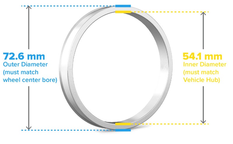 STANCEMAGIC Hubcentric Rings (Pack of 4) - 54.1mm ID to 72.6mm OD - Silver Aluminum Hubrings - Only Fits 54.1mm Vehicle Hubs and 72.6mm Wheel Centerbore - Compatible with Scion Mazda Toyota - Image 2