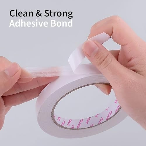 NUOVI Double Sided Tissue Tape | 30meter X 2.4cm | White Translucent Double Sided Adhesive Sticky Tissue Tape | Ideal for Scrapbooking, Envelops, Posters, Crafting, DIY & More (Pack of 2) - Image 5