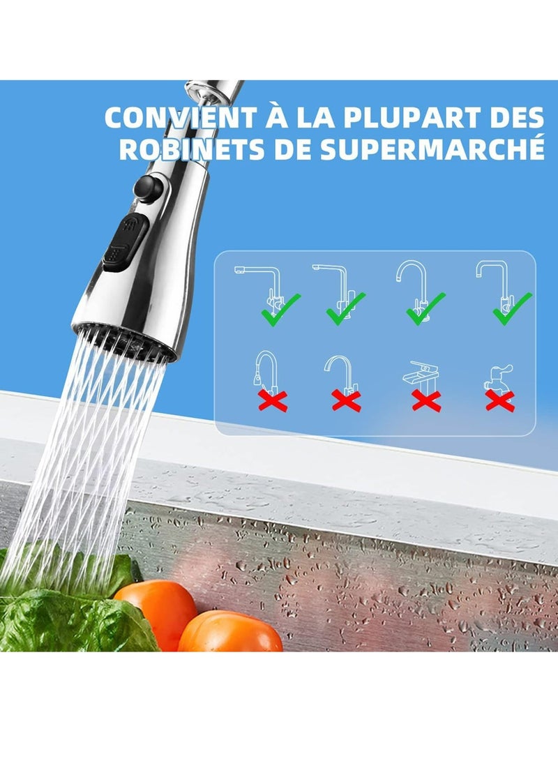 Universal Kitchen Faucet Tap Spray Head，360° Swivel Spout Faucet Extender 3 Modes - Image 5