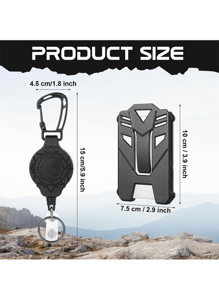 2 Pcs Retractable Badge Holders Heavy Duty Carabiner Badge Reel Retractable Keychain with Tactical ID Card Badge Holders, Office Badge Holder with Retractable Lanyard for Office Worker Nurse Teacher Student - Image 2