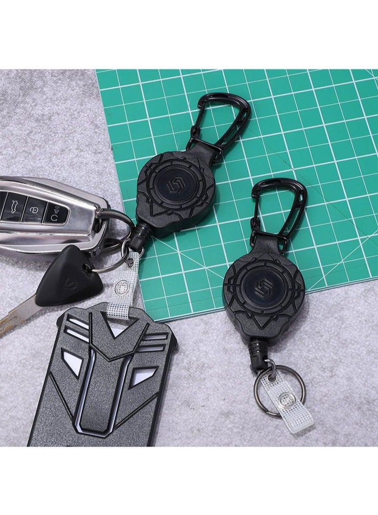 2 Pcs Retractable Badge Holders Heavy Duty Carabiner Badge Reel Retractable Keychain with Tactical ID Card Badge Holders, Office Badge Holder with Retractable Lanyard for Office Worker Nurse Teacher Student - Image 4