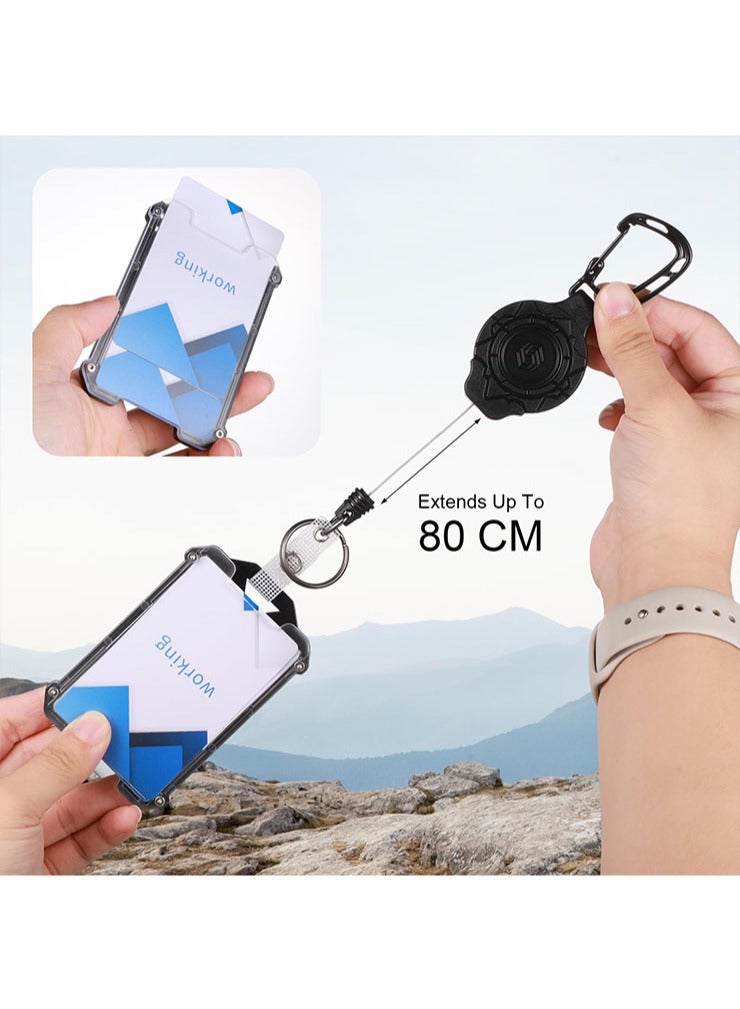 2 Pcs Retractable Badge Holders Heavy Duty Carabiner Badge Reel Retractable Keychain with Tactical ID Card Badge Holders, Office Badge Holder with Retractable Lanyard for Office Worker Nurse Teacher Student - Image 5