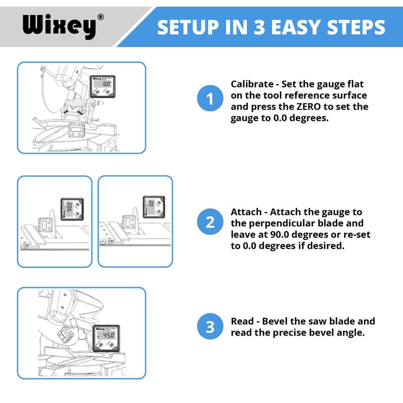 Wixey Digital Angle Gauge | Digital Angle Finder for Table Saw & Miter Saw (Magnetic) â€“ Precision Bevel & Compound Angle Measuring Tool for Woodworking with Backlight - Image 3