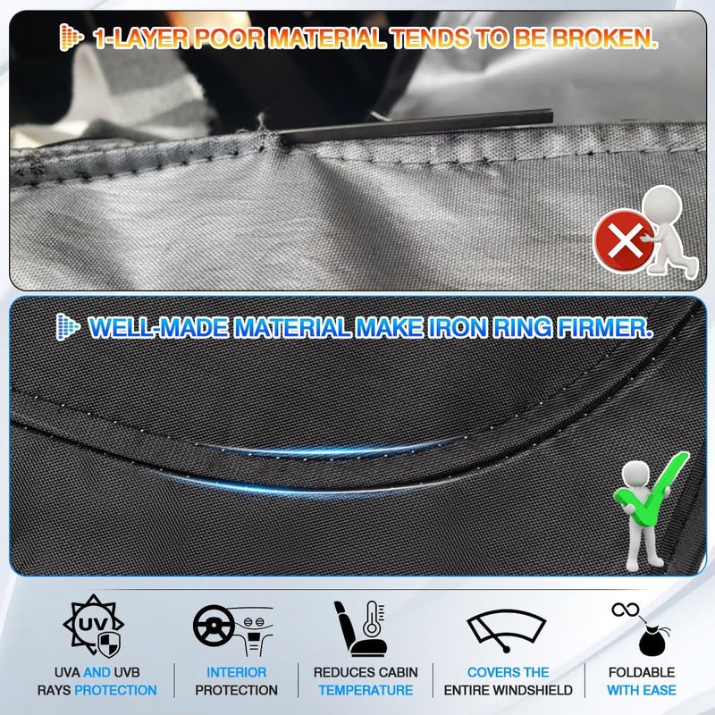 Canvcle Compatible with Windshield Sun Shade 2019-2023 Chevrolet/Chevy Silverado 1500 Window Shade Sun Visor Sun Heat Protection Thicken 4-Layer Design - Image 4