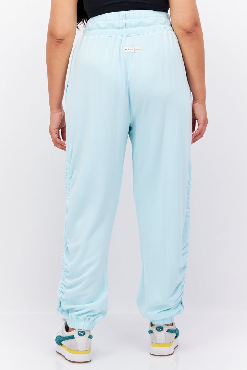 TRIBE OF 6 Women Regular Fit Brand Logo Sweatpants, Turquoise - Image 3