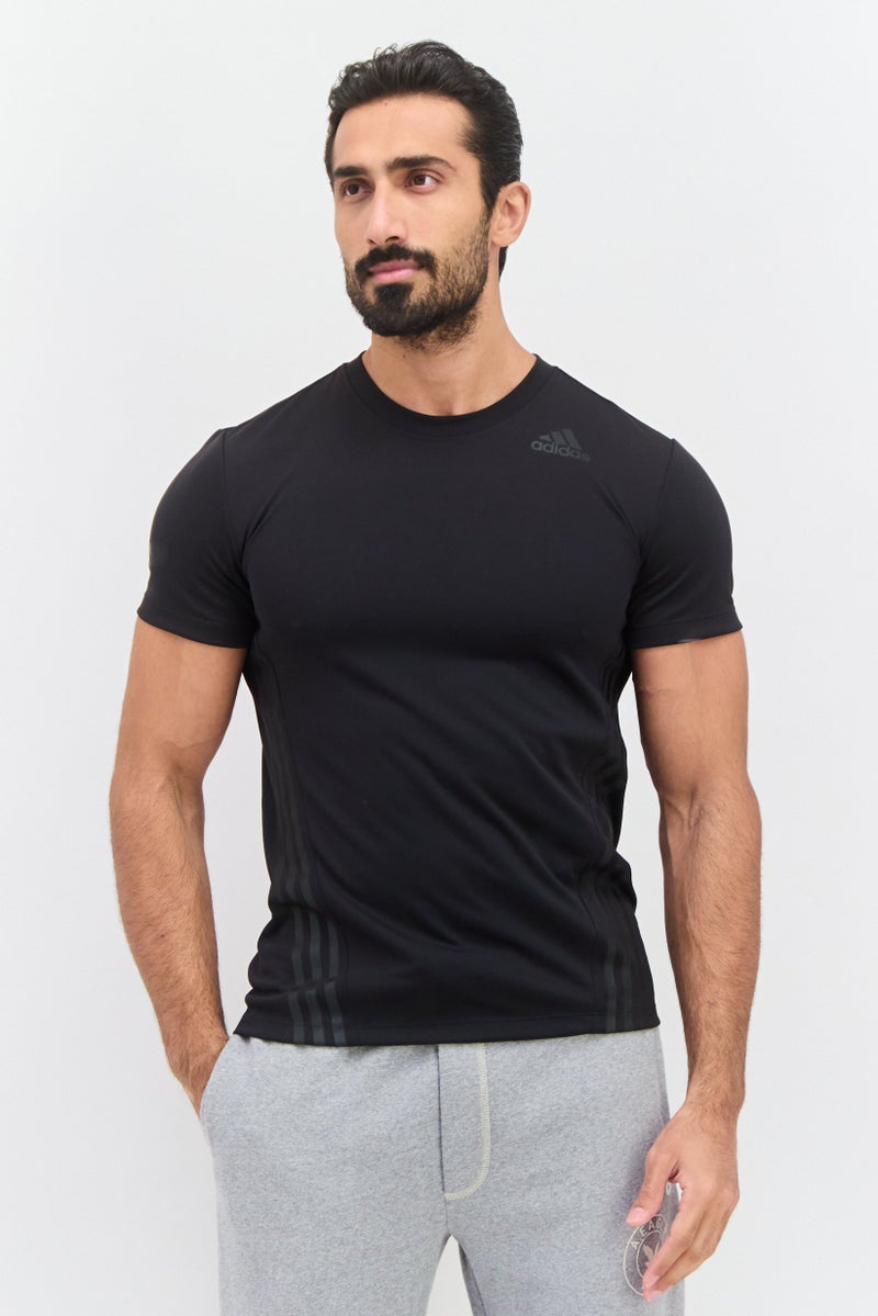 Adidas تي شيرت تدريب قصير الأكمام للرجال، أسود - Image 1