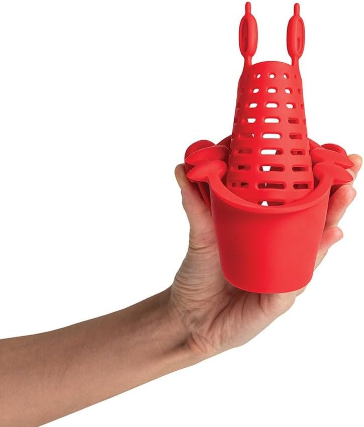 OTOTO NEW Crabby Clip-On Strainer by - Silicone and Stainless Steel Pasta Strainer, Funny Gifts, Cute Kitchen Accessories, Red Crab, Cool Kitchen Gadgets - Image 4
