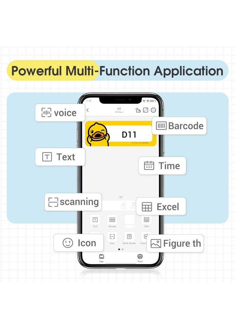 Arabest Label Maker Machine D11 Label Printer Tape Included Portable Wireless Connection Multiple Templates Available for Phone Pad Easy to Use Office Home Organization USB Rechargeable - Image 5