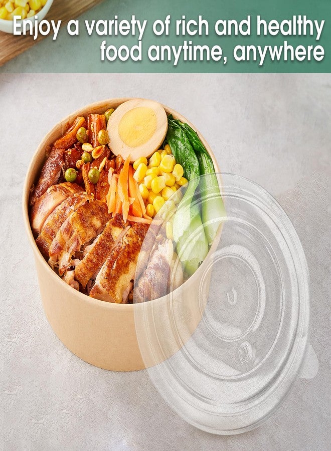 Ginkgo 30 oz Disposable Meal Prep Containers with Lids, Large Paper Bowls Bulk for Hot Soup, Food, Salad, Ice Cream, Dessert, Cereals, 60 Count - Image 5