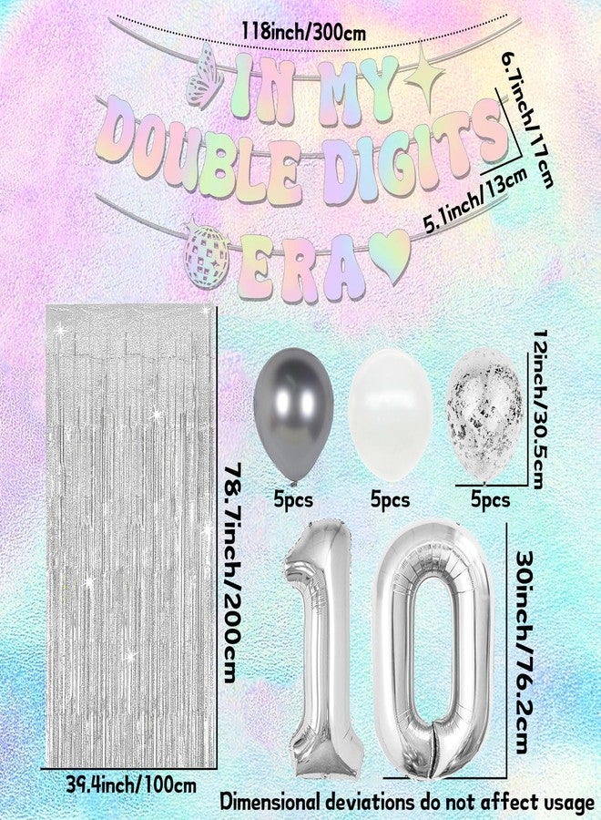 Roaring Good Time In My Double Digits Era 10th Birthday Girl Banner Balloons - Image 2