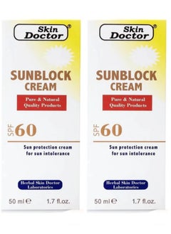 2 Pieces Of Sunblock Cream Pure And Natural SPF60 - 50x2 ml