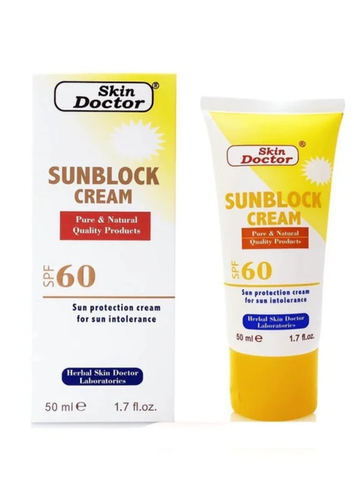 Skin Doctor 2 Pieces Of Sunblock Cream Pure And Natural SPF60 - 50x2 ml  - Image 2
