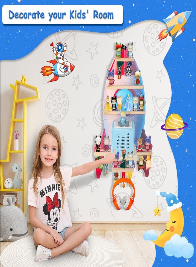 Taladad for Toniebox 2/1, Tonie Shelf Wall Mounted,Tonies Figures Tonies Storage,Magnetic Wooden Floating Shelves Compatible with Tonie Box Player Character for Children Room - Image 5