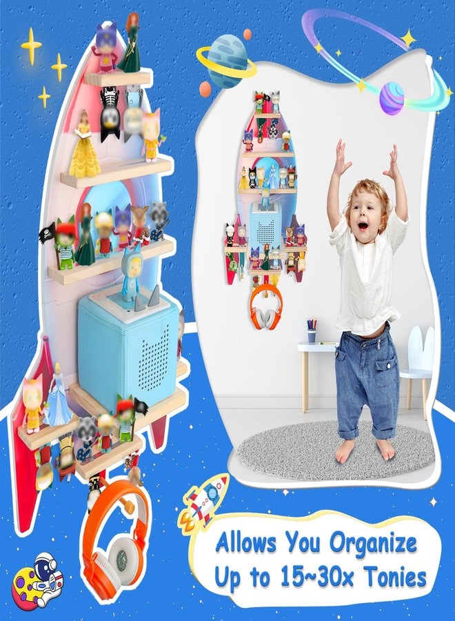 Taladad for Toniebox 2/1, Tonie Shelf Wall Mounted,Tonies Figures Tonies Storage,Magnetic Wooden Floating Shelves Compatible with Tonie Box Player Character for Children Room - Image 3