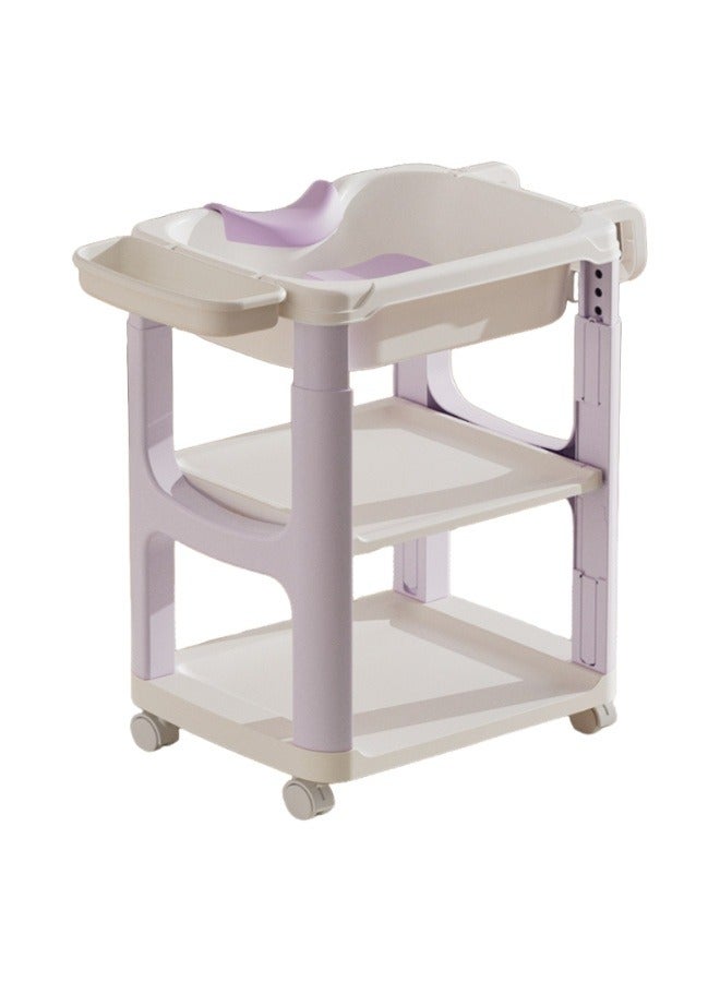 حوض غسيل الشعر المحمول القابل للتعديل للاستخدام المنزلي - مع عجلات وفرشاة تدليك ومغرفة مياه وأنبوب تصريف للاستخدام المنزلي للنساء الحوامل (أرجواني) - Image 2