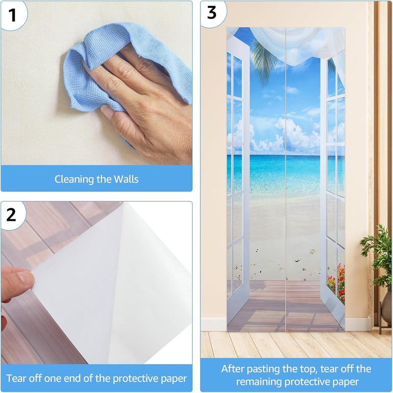 windforgecraft Door Wallpaper Murals Self-Adhesive Door Decals PVC Waterproof Door Poster Peel and Stick Vinyl Door Mural Decals Removable Art Door Decals for Bedroom Living Room Door Wall Decoration (Style 2) - Image 3