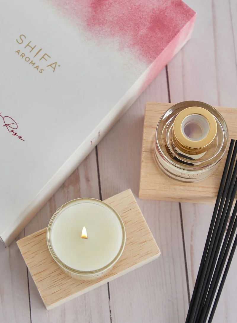 Shifa Aromas Rose Otto, Oud & Peony Candle & Diffuser Set