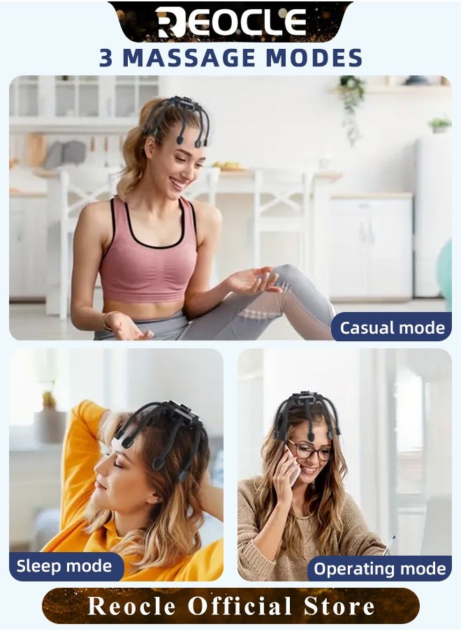 REOCLE Electric Scalp Massager Head Massager with 8 Vibrating Contacts & 3 Modes 360 Degree Head Massager Cordless Portable Head Scratcher for Stress Relax  - Image 5
