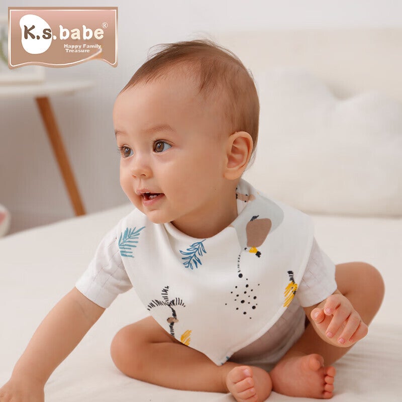 Xiqinbao Baby Drool Bib ، مريلة الرضع ، مريلة مثلث حديثي الولادة ، القطن الخالص فئة A أزرار مزدوجة مخفية قابلة للتعديل ، حزمة من 3 - Image 5