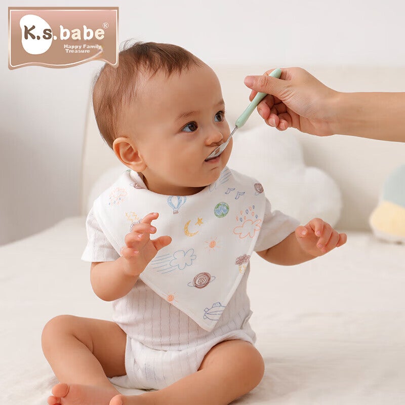 Xiqinbao Baby Drool Bib ، مريلة الرضع ، مريلة مثلث حديثي الولادة ، القطن الخالص فئة A أزرار مزدوجة مخفية قابلة للتعديل ، حزمة من 3 - Image 1