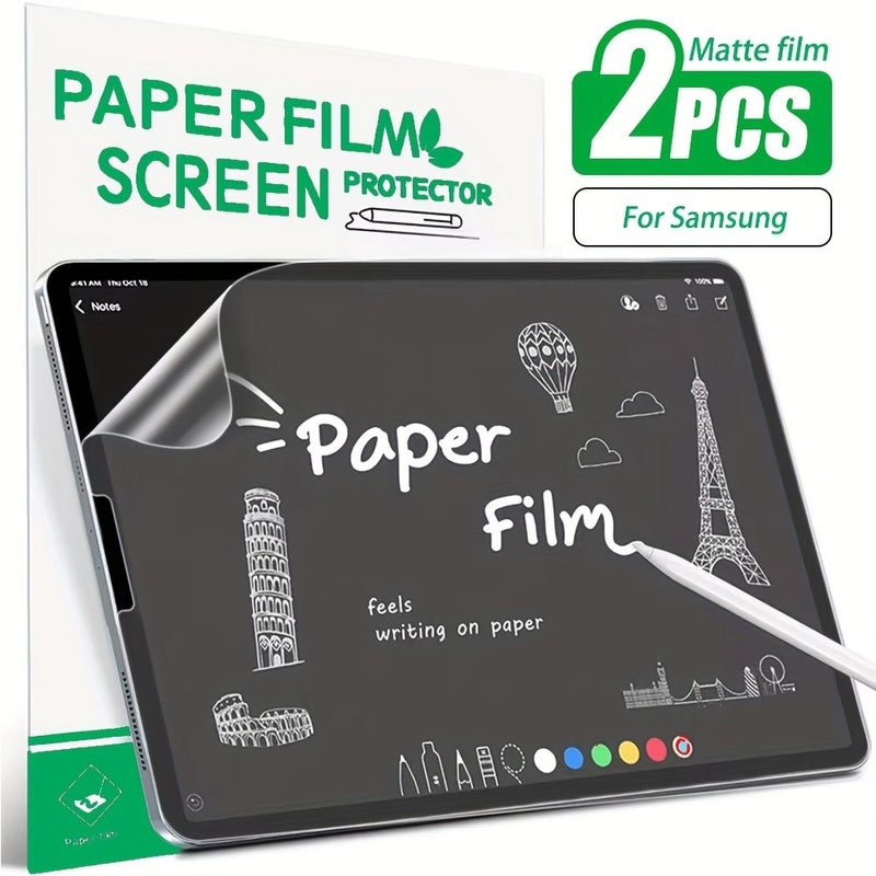2 Pcs Paperfeel Screen Protector Anti Glare Designed For Galaxy Tab S5e Tab S6 Lite Tab S7 Tab S8 Tab S9 Tab S9 Fe Tab A9 Plus Tab S9 Fe Plus Tab S8 Plus Tab S7 Fe Tab S7 Plus Matte Drawing Film - Image 1